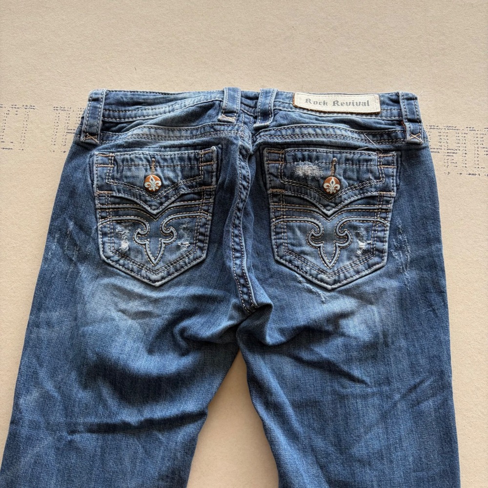 Y2K Rock Revival Alivia Ankle Skinny Jeans Blue Distressed 28